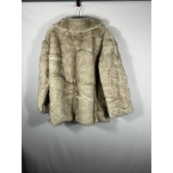 Faux Fur Cropped Jacket Women’s Size L Beige Long Sleeve Open Front - Picture 7 of 7